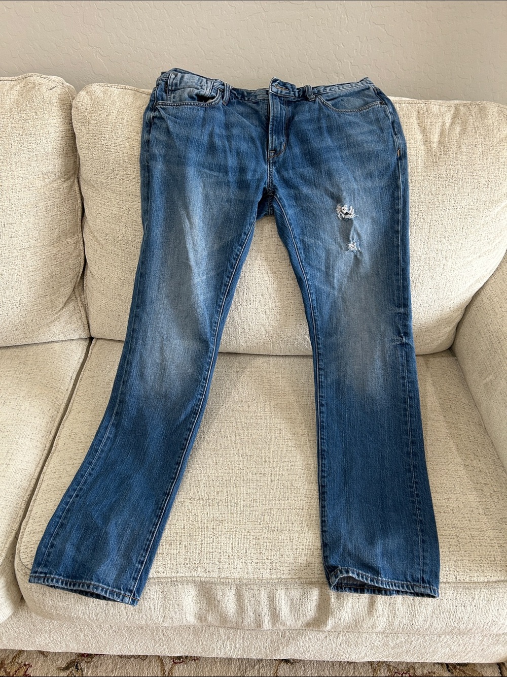 John Varvatos Distressed Blue Straight Jeans